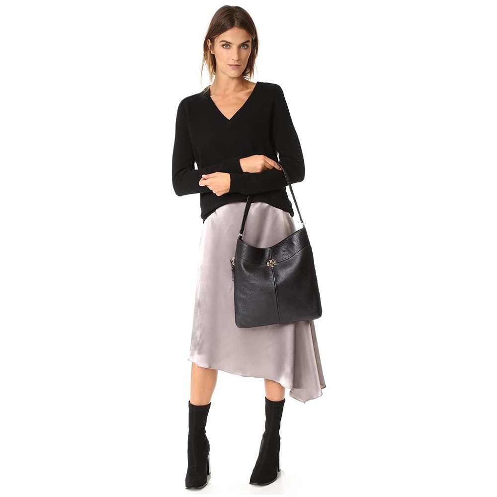 Tory Burch Ivy Leather Hobo - Black - Picture 6 of 8